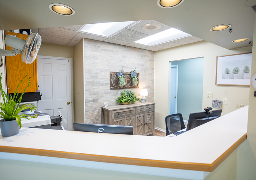 Two chairs in reception area